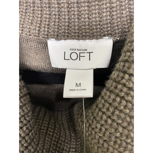 LOFT Women’s Sweater Knit Dress Cowl Neck Brown Merino Wool Blend Size M - Picture 6 of 14